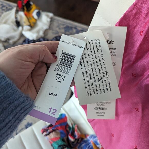 NEW Vintage Jessica Howard Pink Red Sheath Dress 12 Short Sleeve - Picture 6 of 7